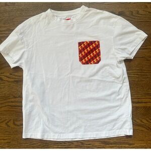 Scuderia Ferrari Mens Organic Jersey Pocket T-Shirt White Cotton Crewneck M